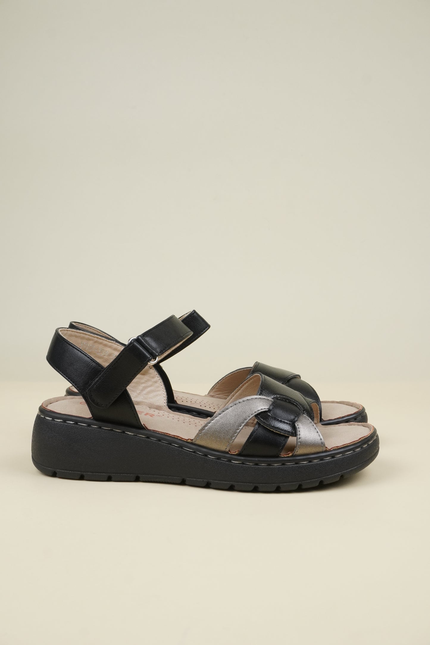 Ladies' Low Wedge Heeled Sandals - Black