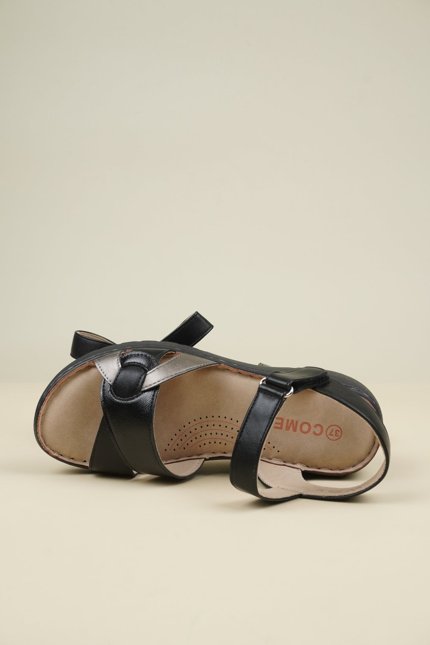 Ladies' Low Wedge Heeled Sandals - Black