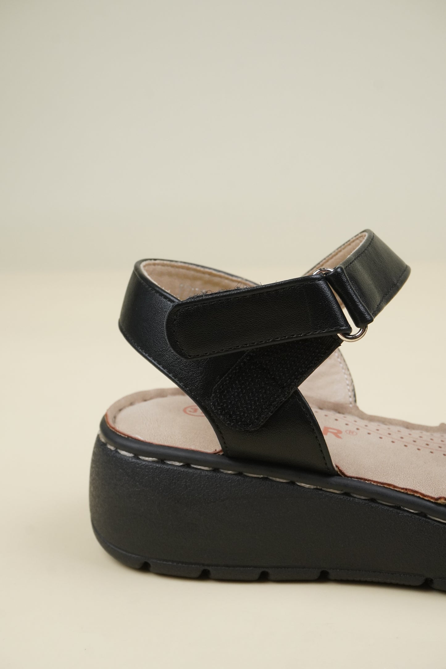 Ladies' Low Wedge Heeled Sandals - Black