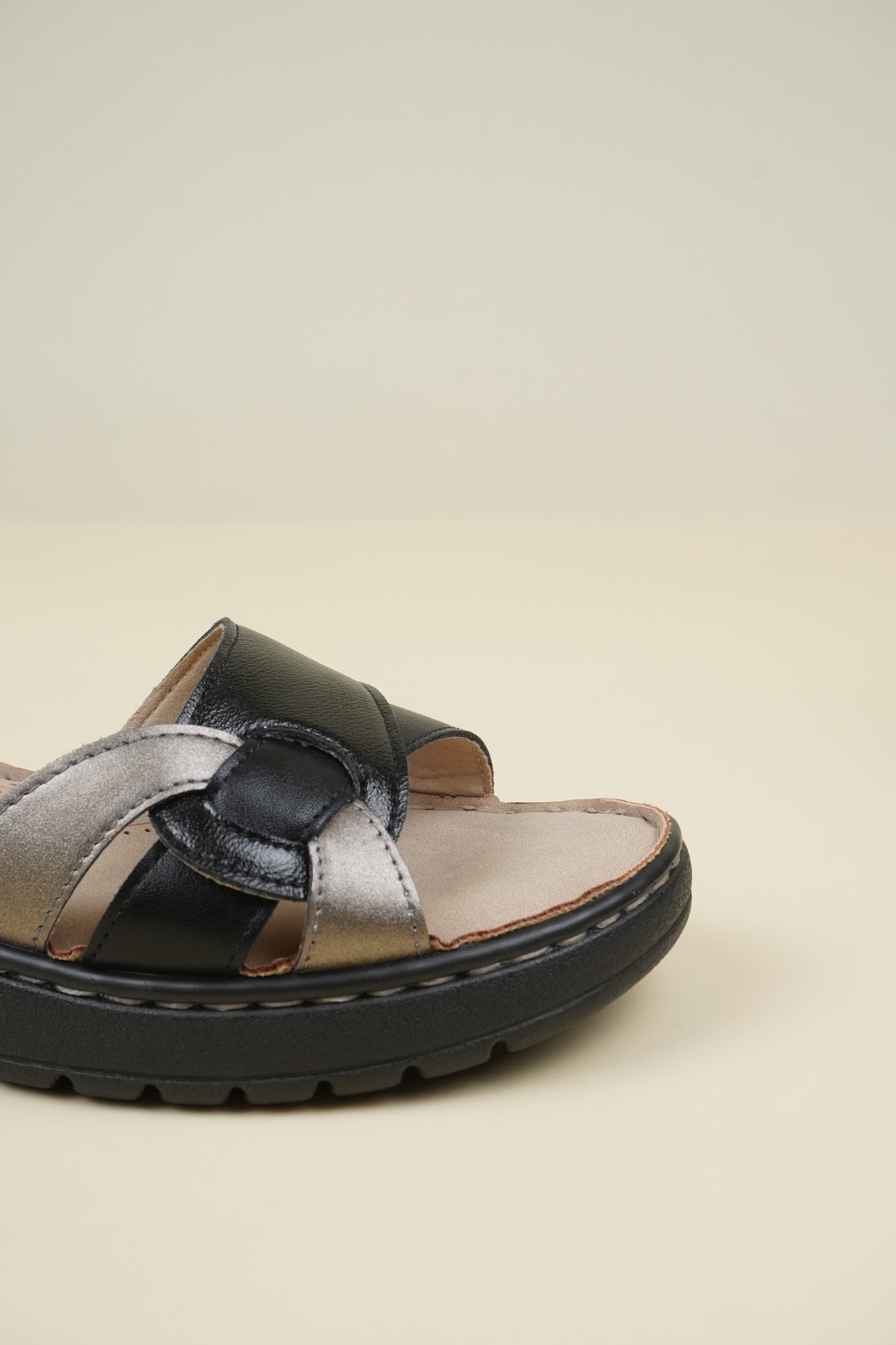 Ladies' Low Wedge Heeled Sandals - Black