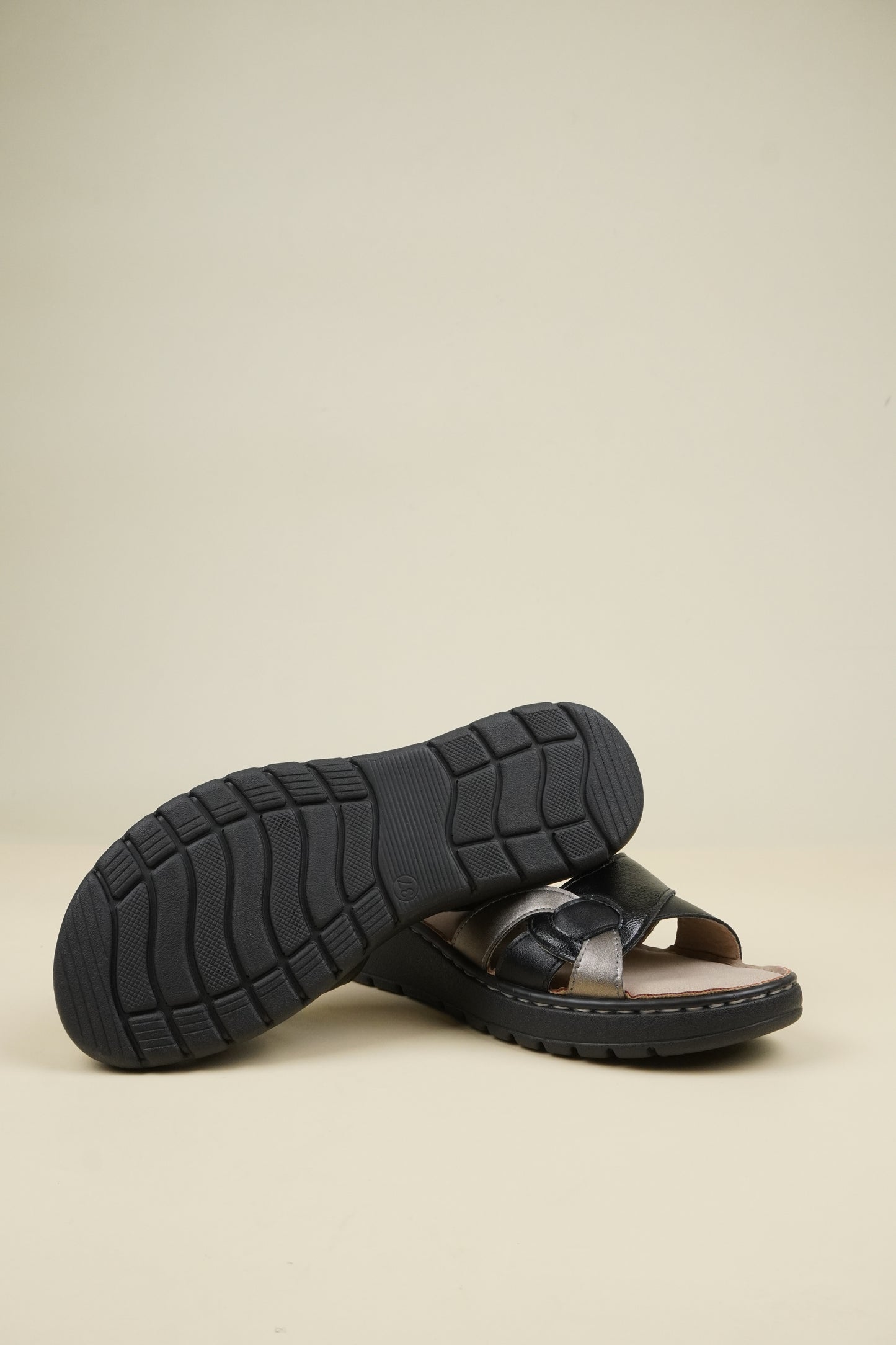 Ladies' Low Wedge Heeled Sandals - Black