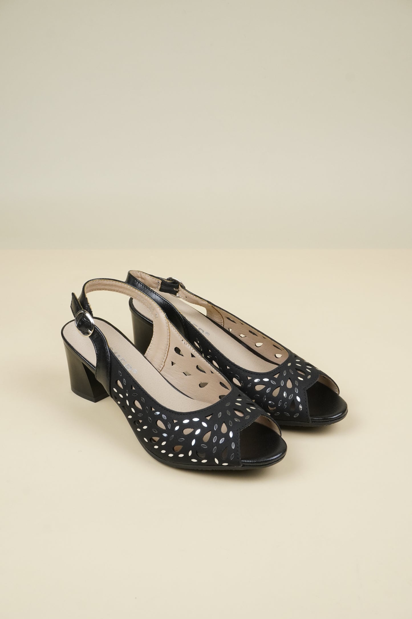 Ladies' Mid-Heel Slingack Sandals - Black