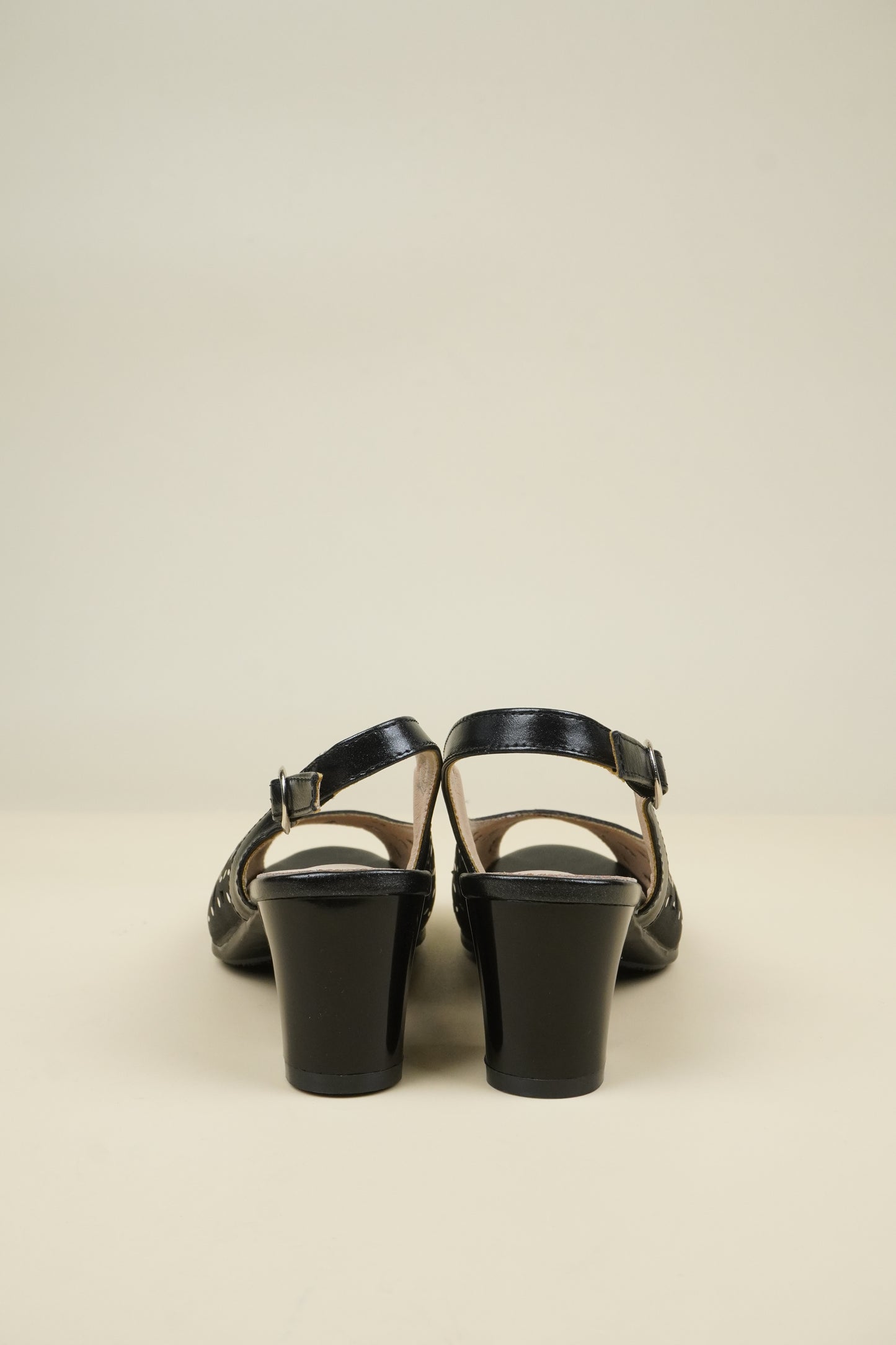 Ladies' Mid-Heel Slingack Sandals - Black