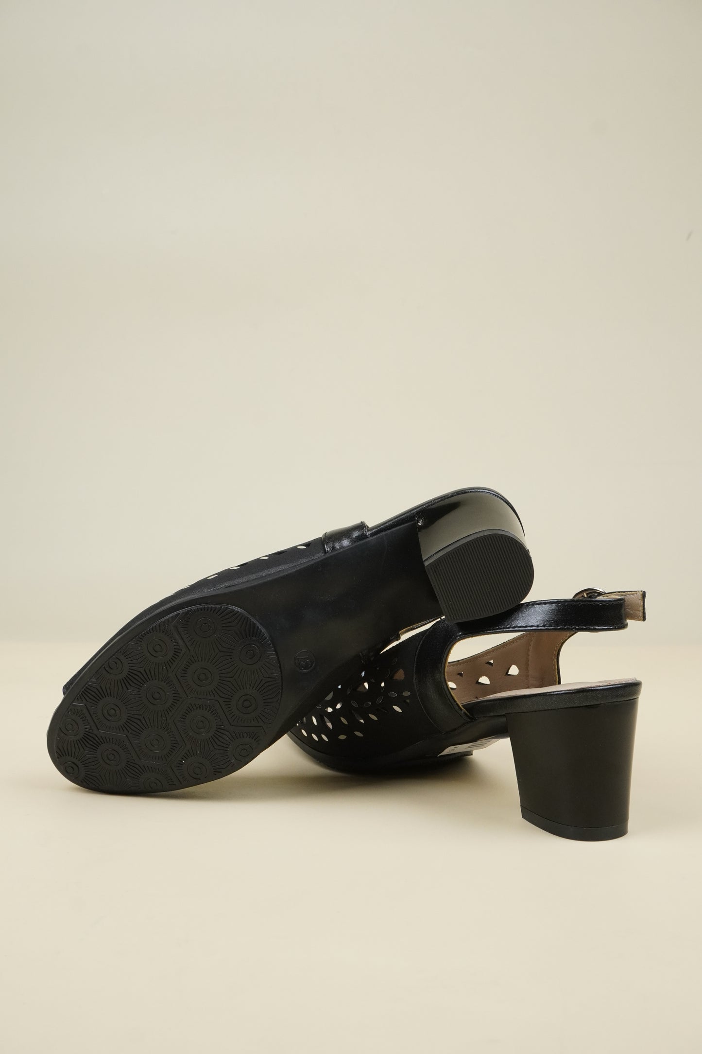 Ladies' Mid-Heel Slingack Sandals - Black