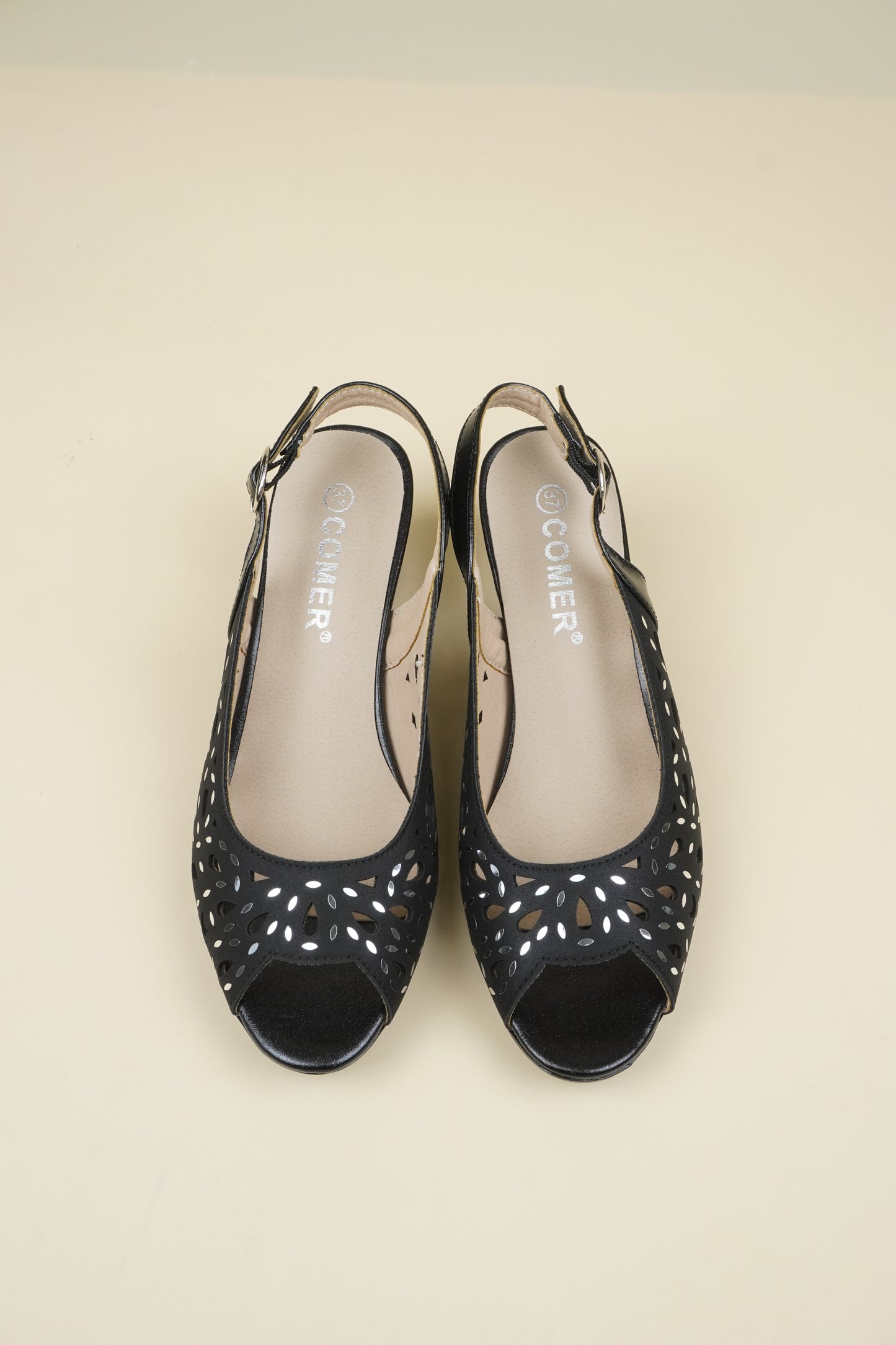 Ladies' Mid-Heel Slingack Sandals - Black