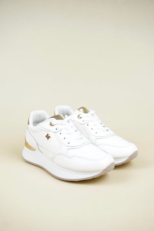 Suede Wedge Sneakers - White