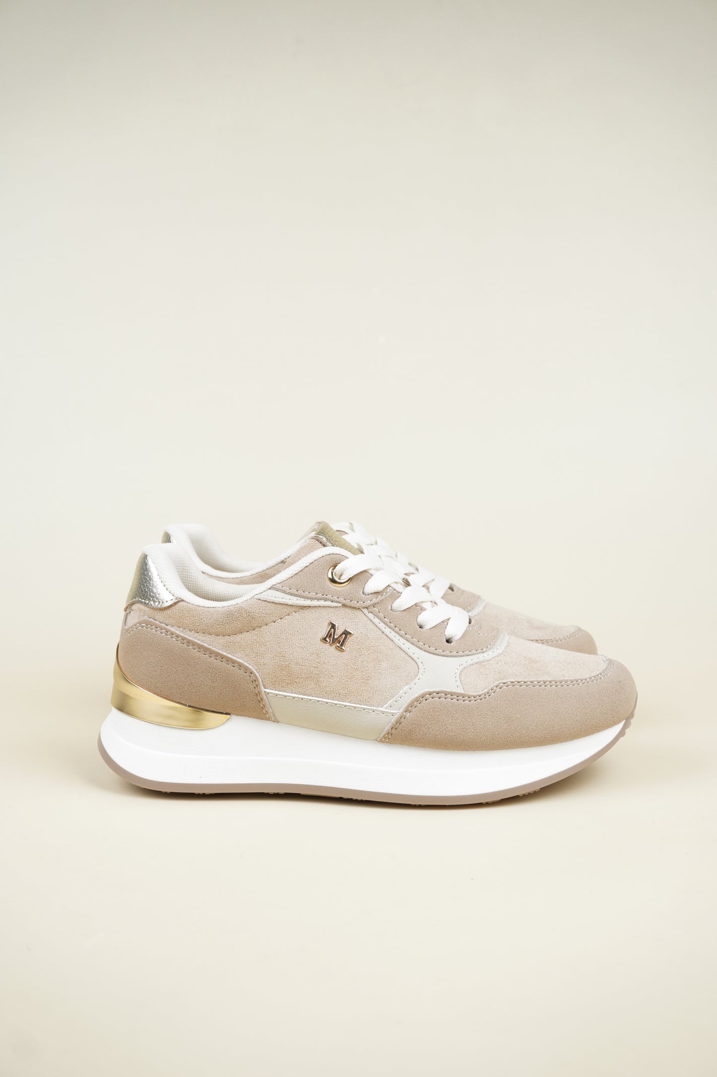 Suede Wedge Sneakers - Camel