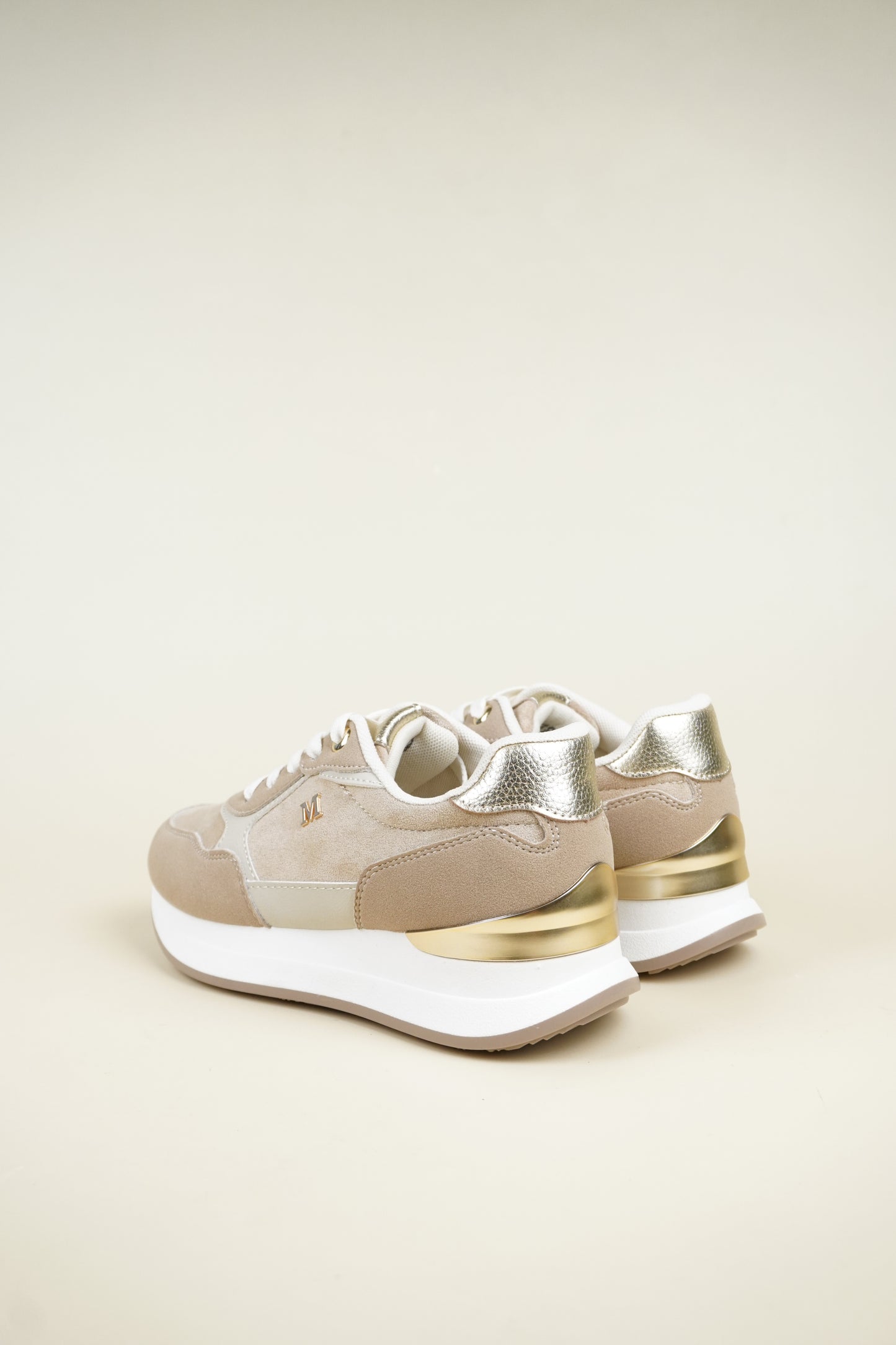 Suede Wedge Sneakers - Camel