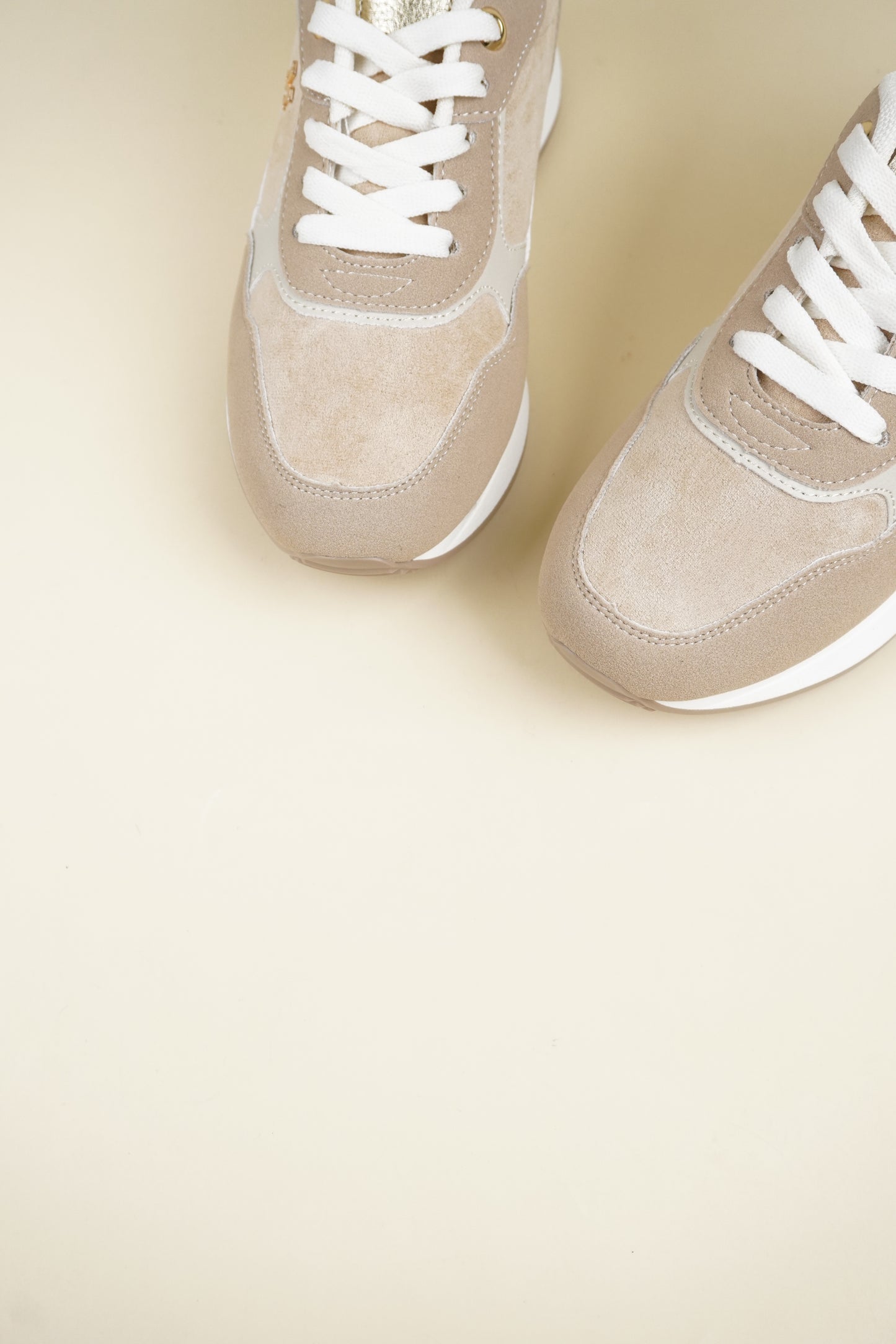 Suede Wedge Sneakers - Camel