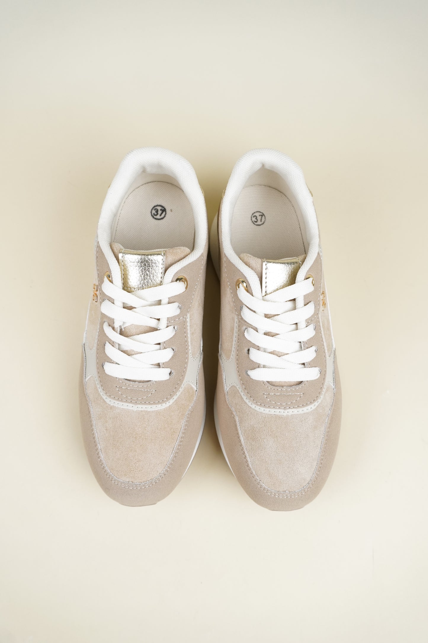 Suede Wedge Sneakers - Camel