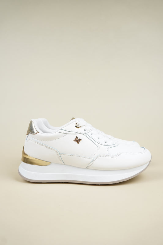 Suede Wedge Sneakers - White