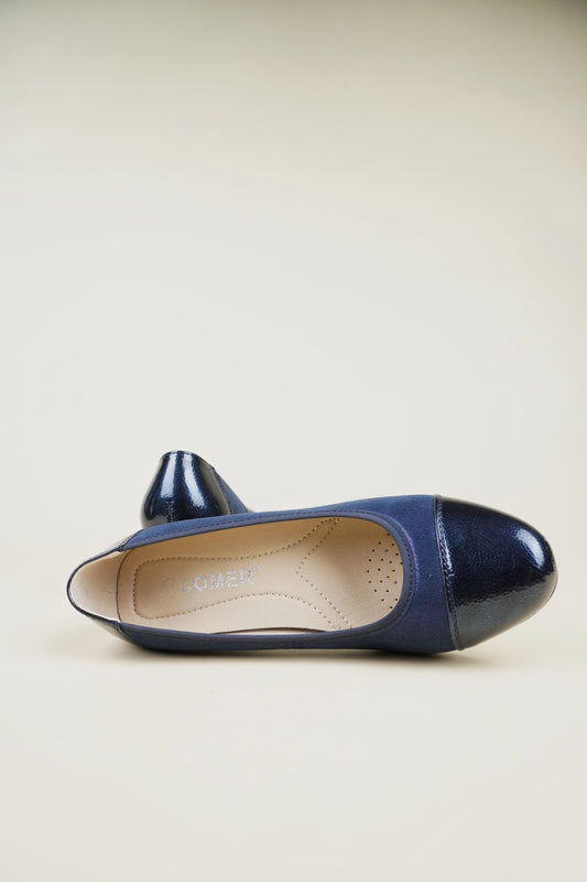 Ladies' Round Toe Pumps Low Heel - Blue
