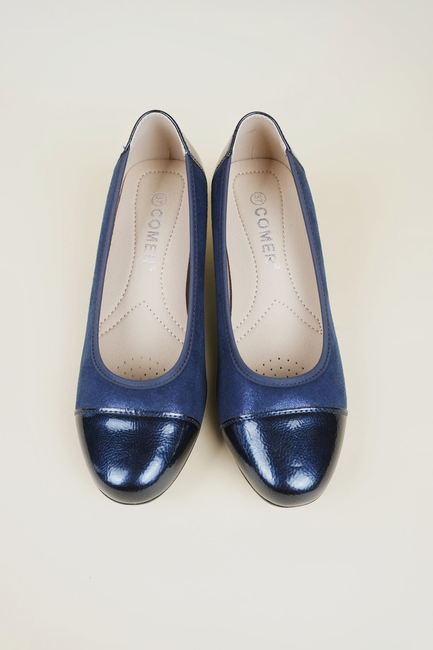Ladies' Round Toe Pumps Low Heel - Blue