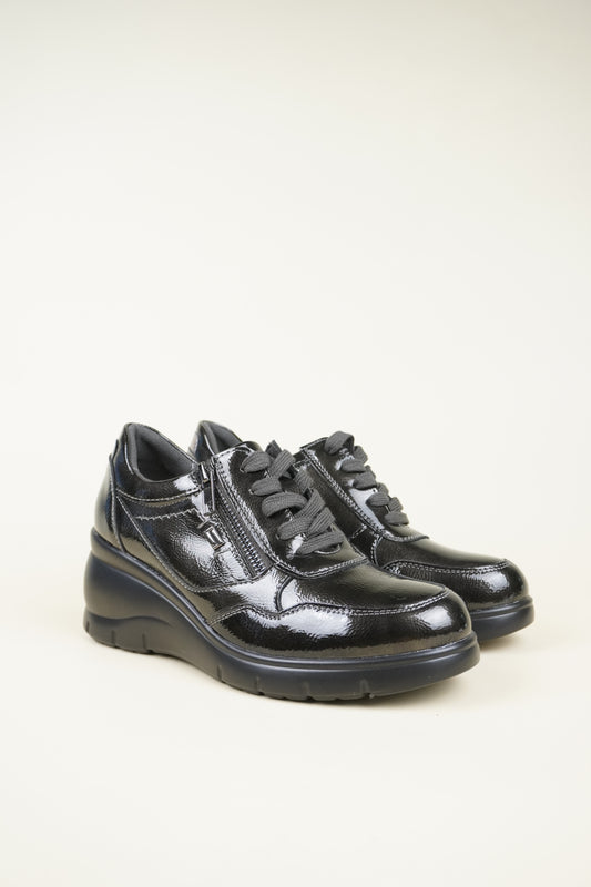 Women's Wedge Sneakers - Gun Color