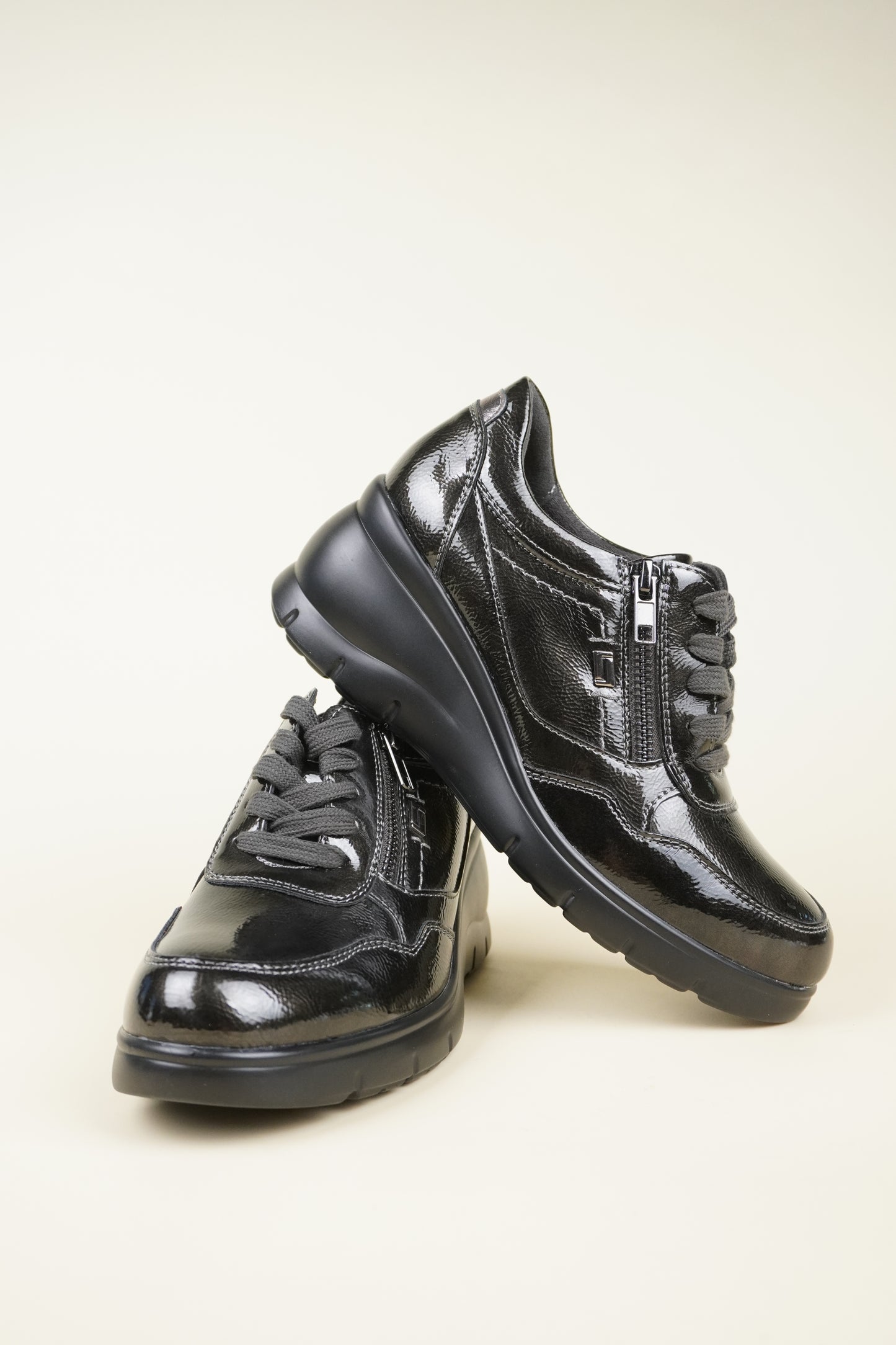 Women's Wedge Sneakers - Gun Color