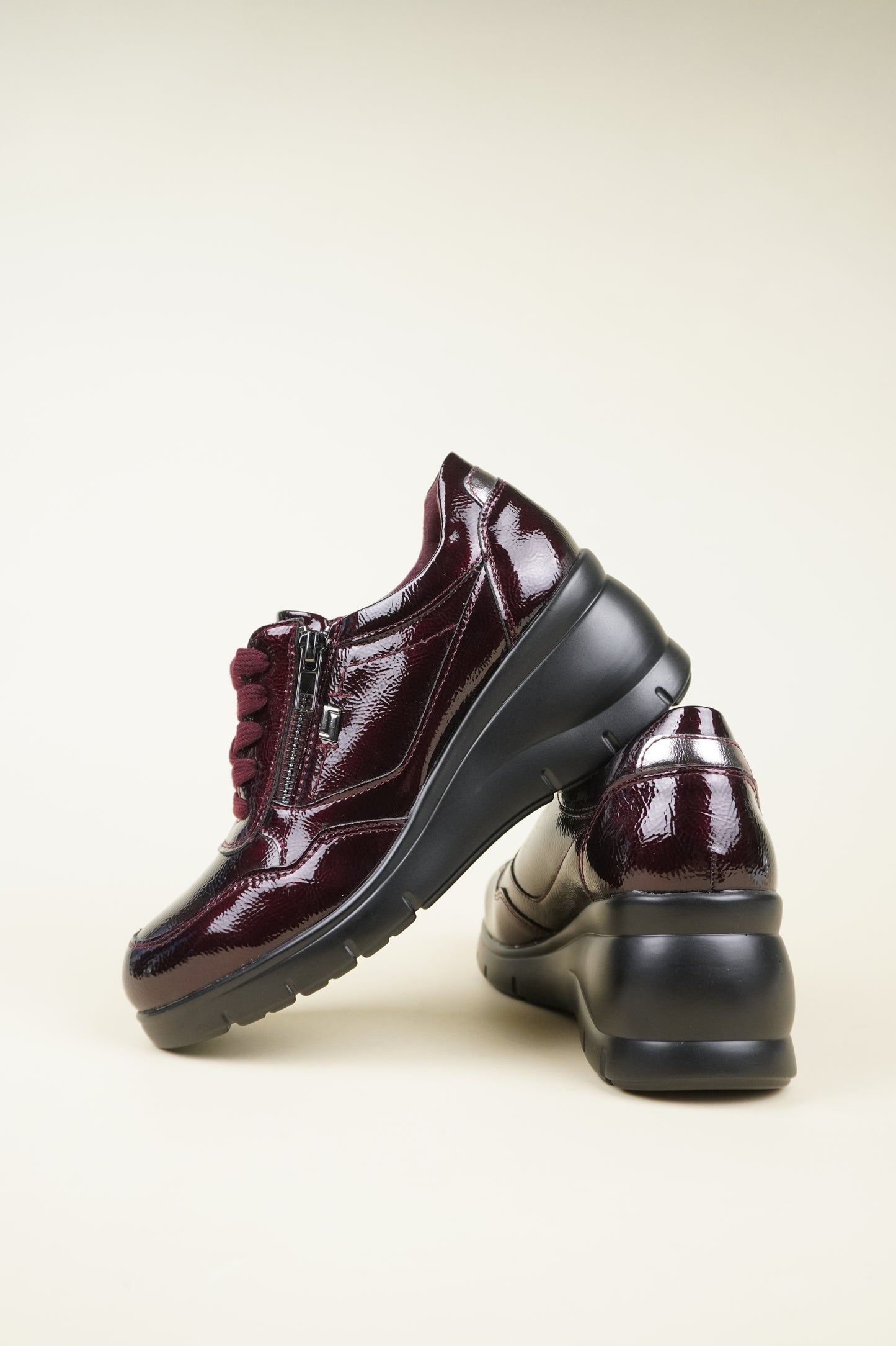 Women's Wedge Sneakers - Wine