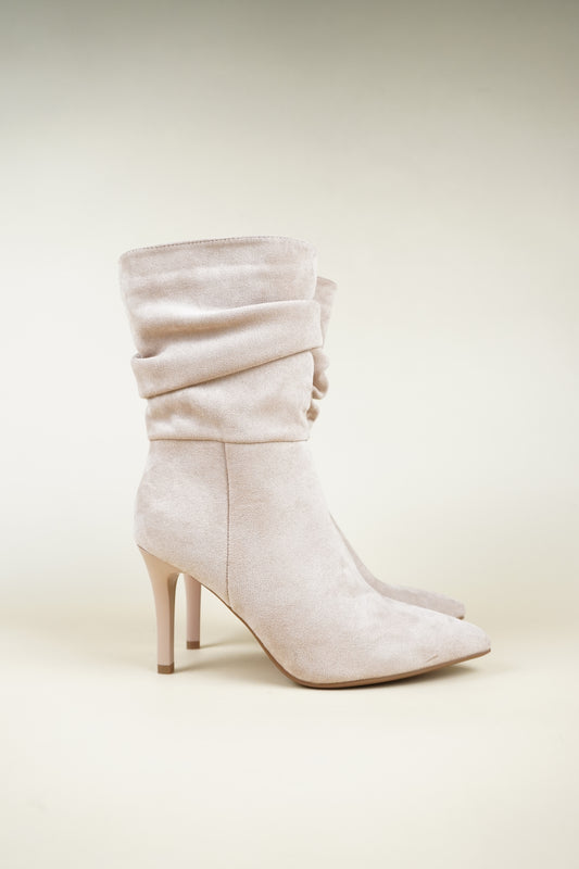 Ankle Boots with Stiletto Heels - Beige