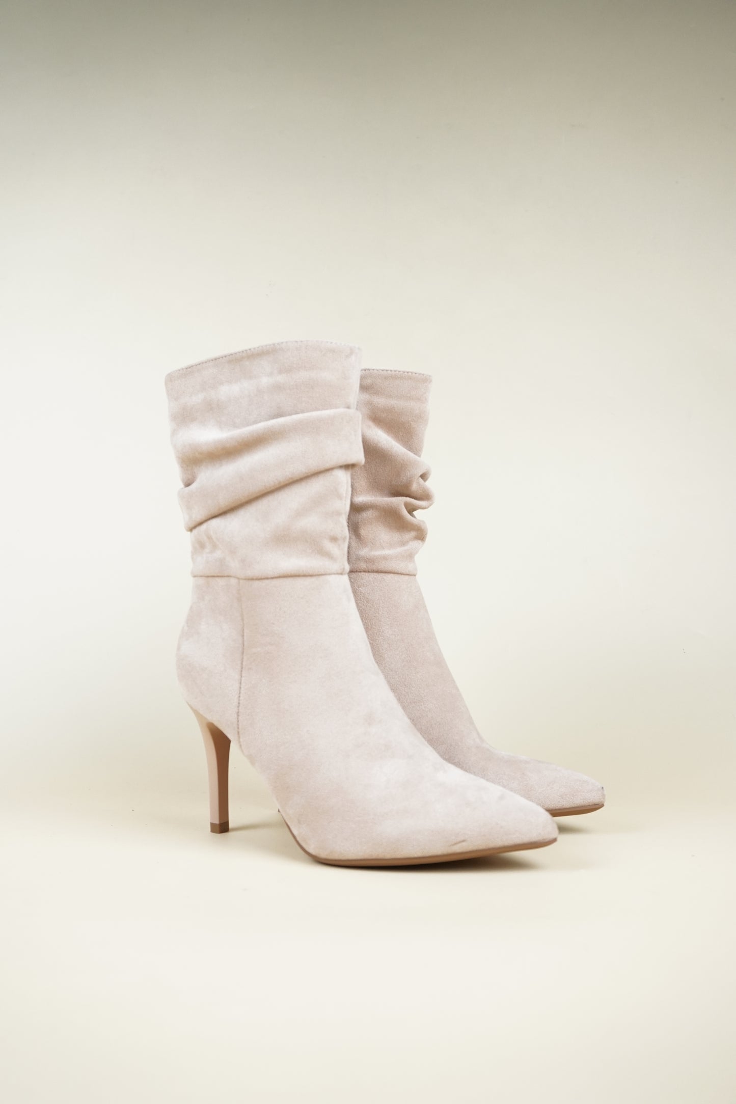 Ankle Boots with Stiletto Heels - Beige