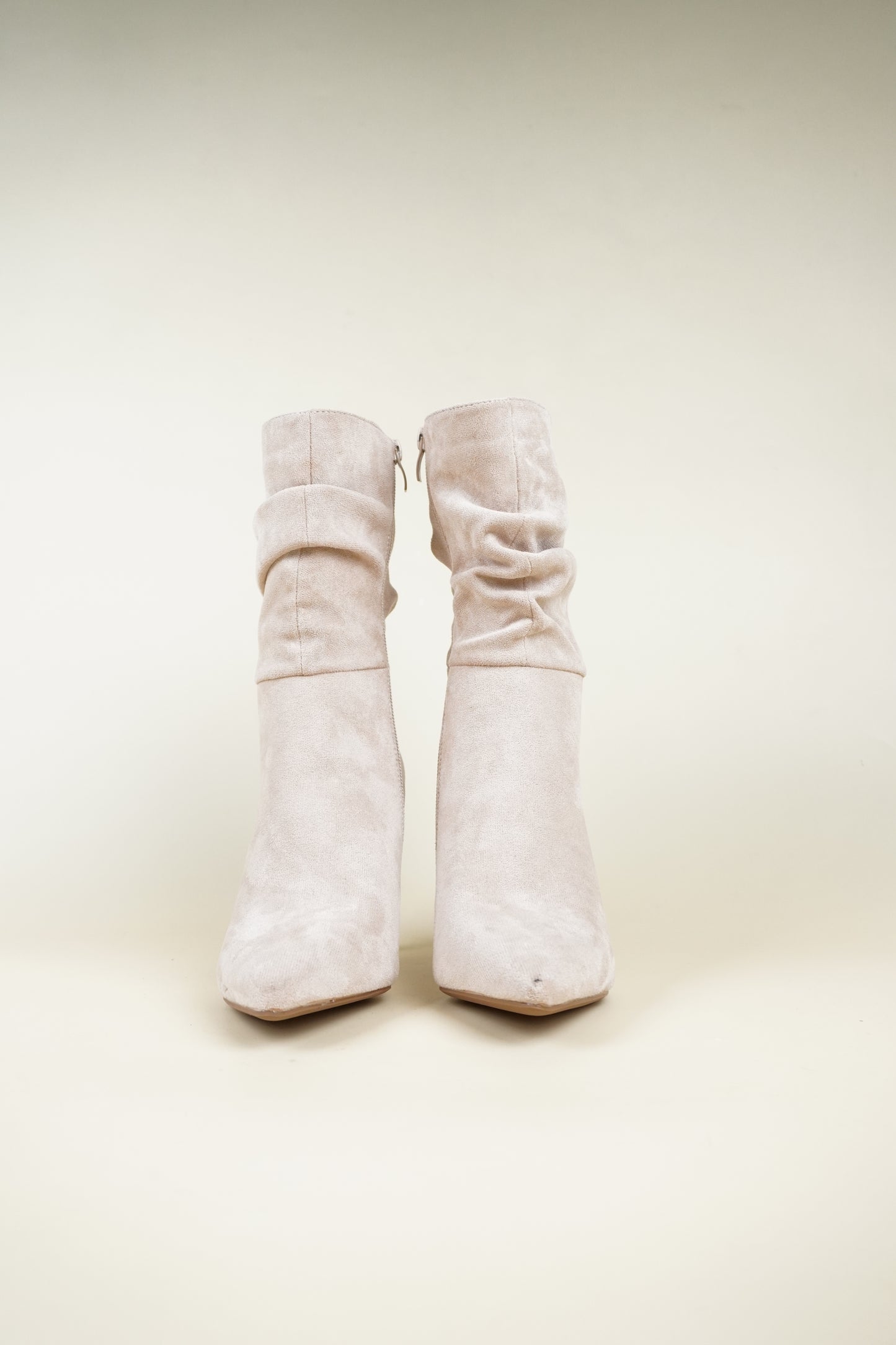 Ankle Boots with Stiletto Heels - Beige