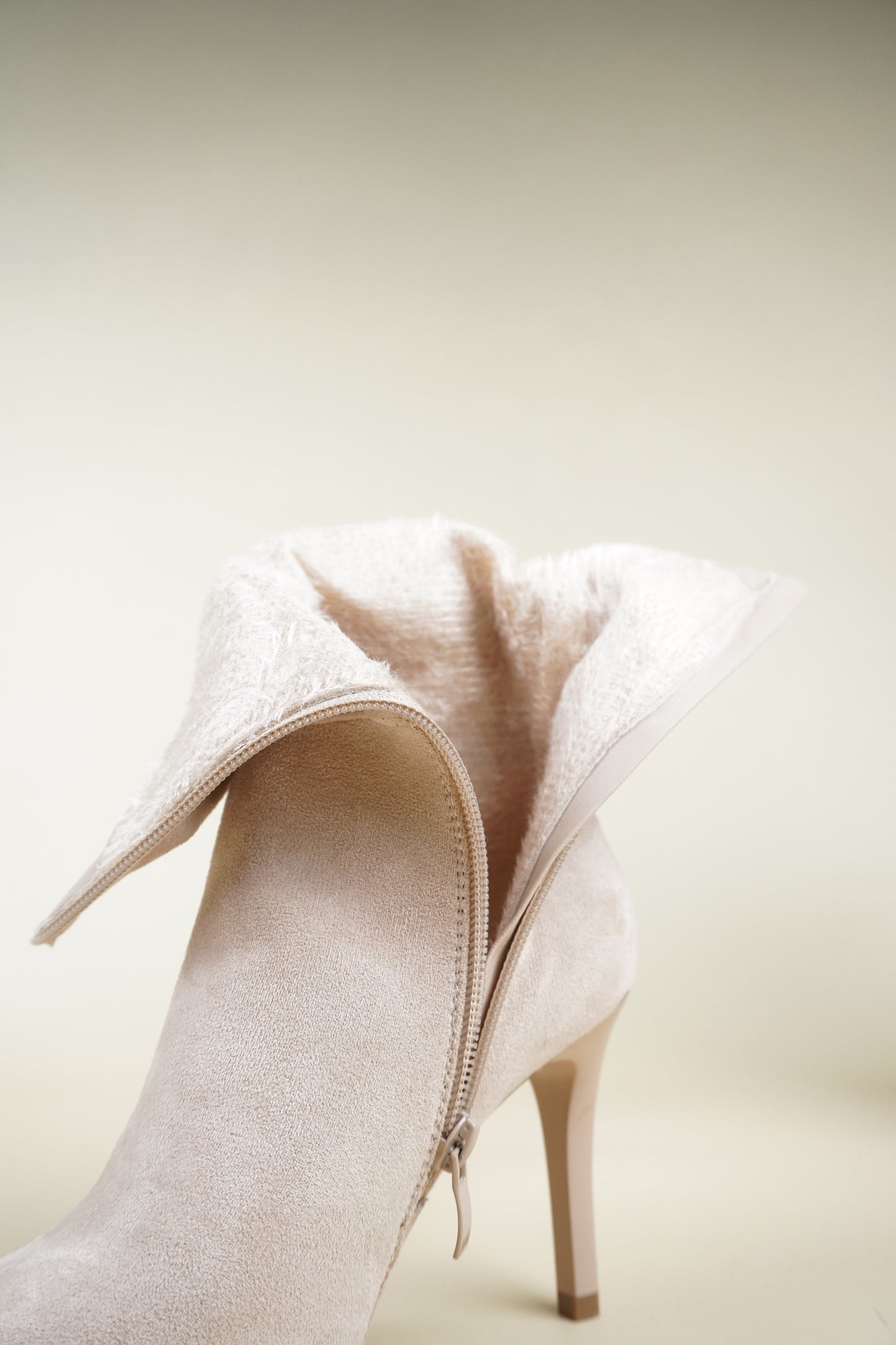 Ankle Boots with Stiletto Heels - Beige