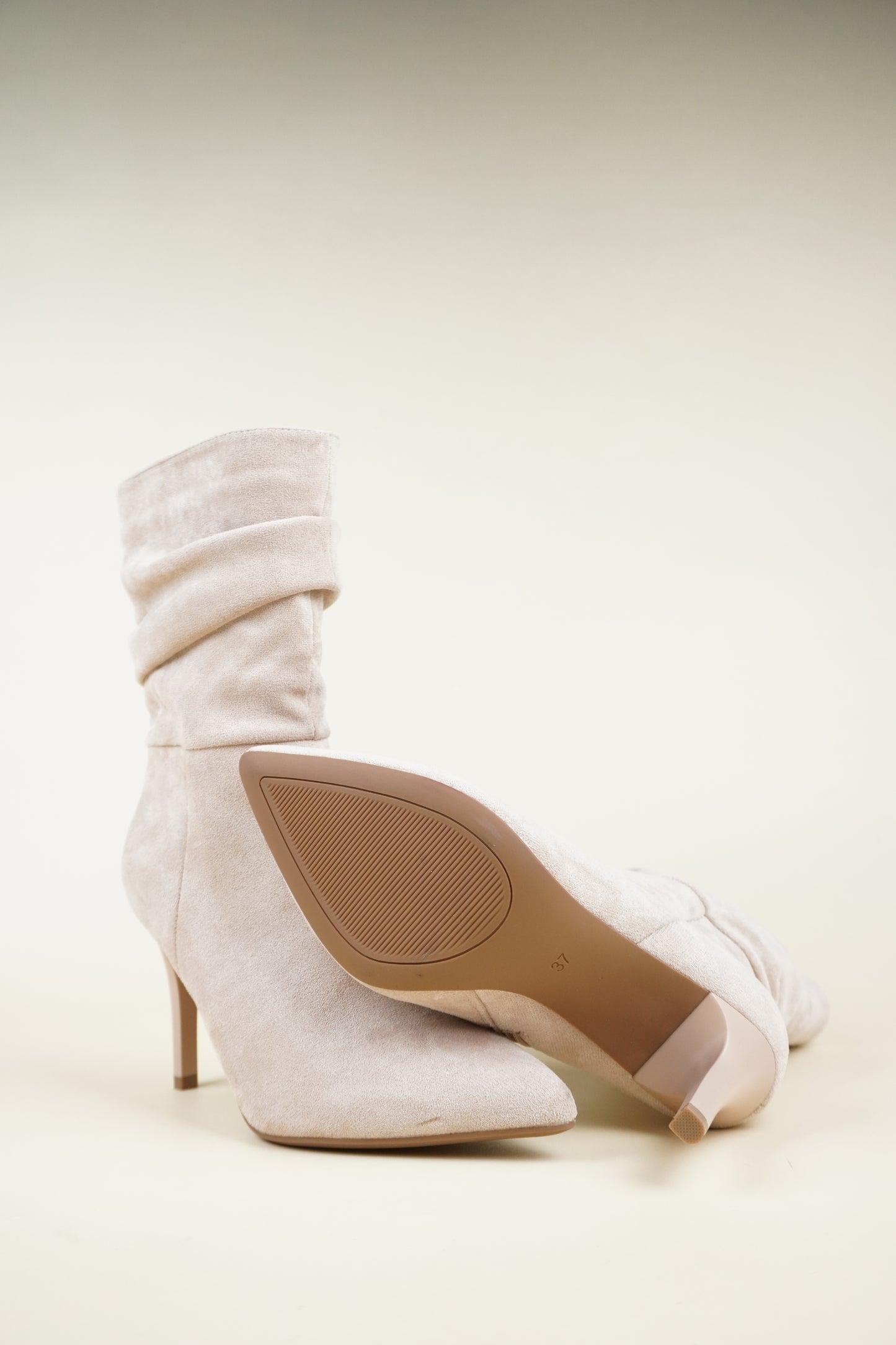 Ankle Boots with Stiletto Heels - Beige