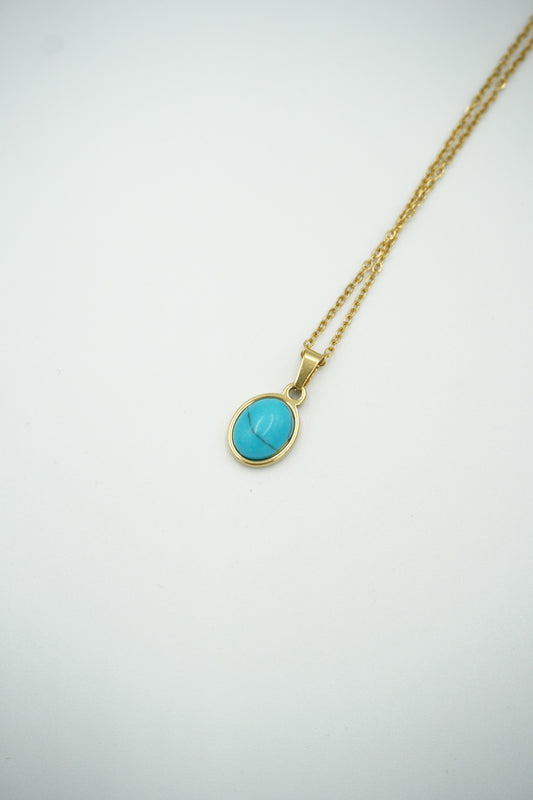 Türkiz Köves Ovális Medál Nyaklánc