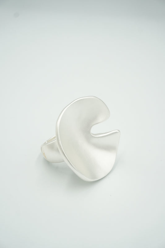 Nyitott Kör Matt Fém Vastag Gyűrű - Ezüst