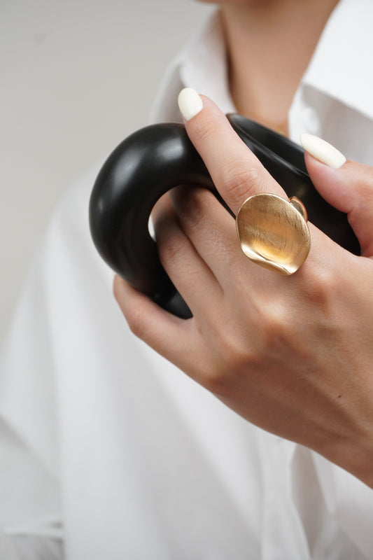 Ovális Matt Fém Vastag Gyűrű - Rózsa Arany