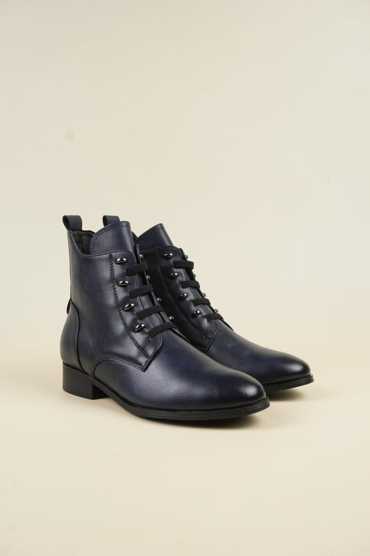 Women's Flat Heel Ankle Boots - Blue