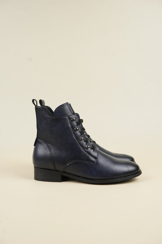 Women's Flat Heel Ankle Boots - Blue