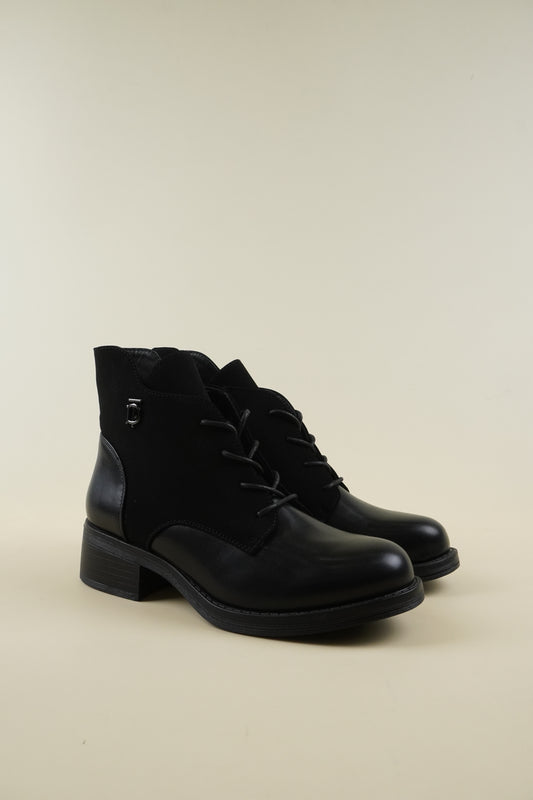 Women's Winter Flat Ankle Boots- Black