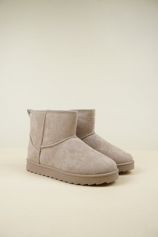 Suede Winter Snow Boots - Beige
