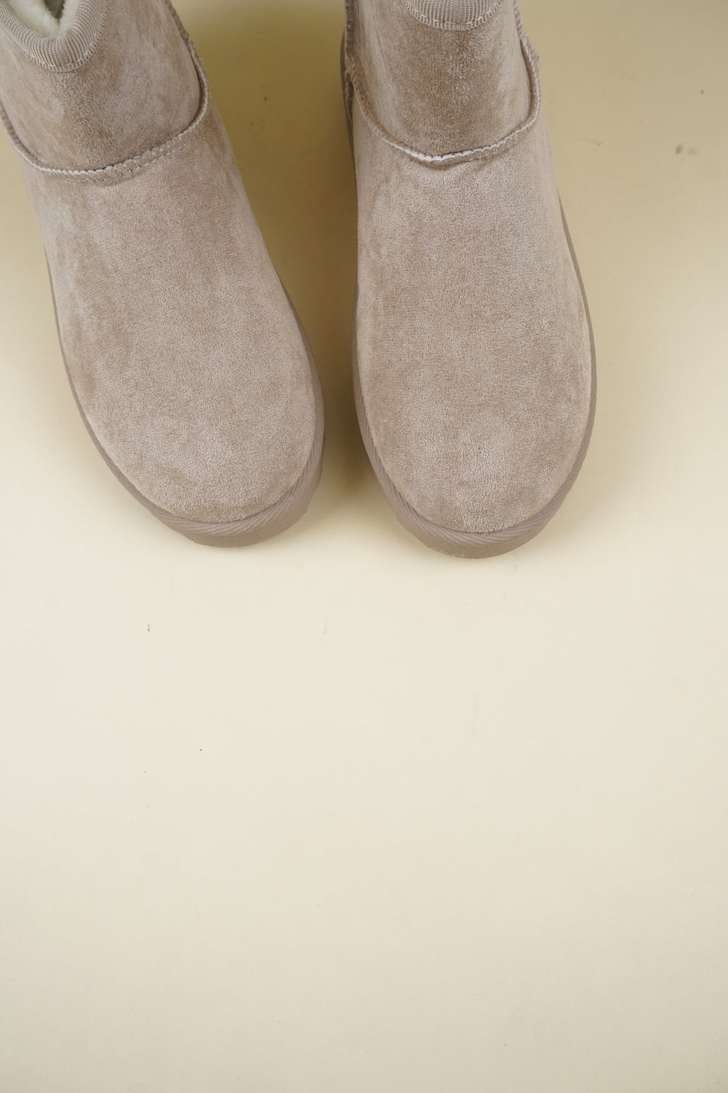 Suede Winter Snow Boots - Beige