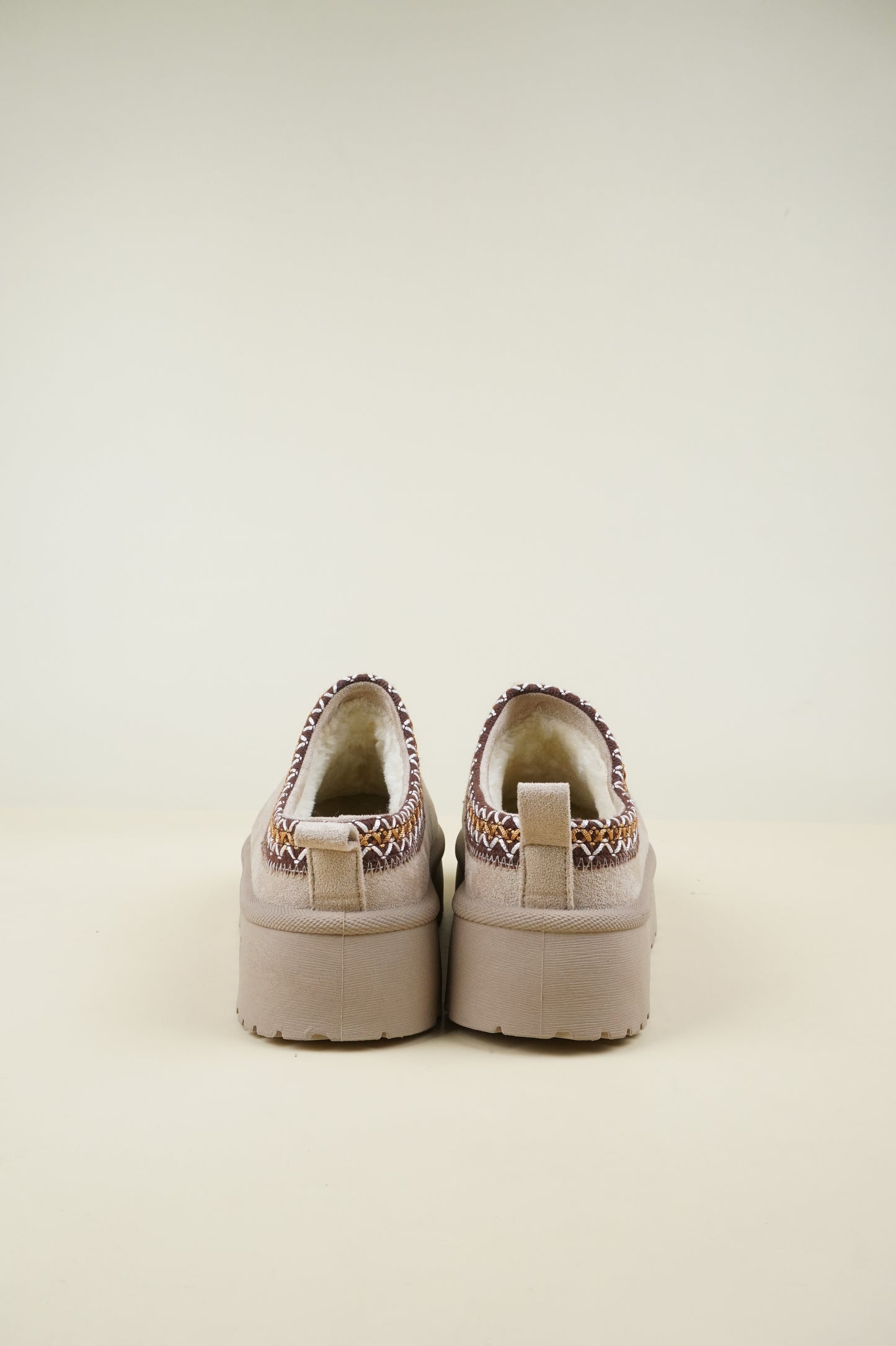 Platformed Winter Slippers - Beige