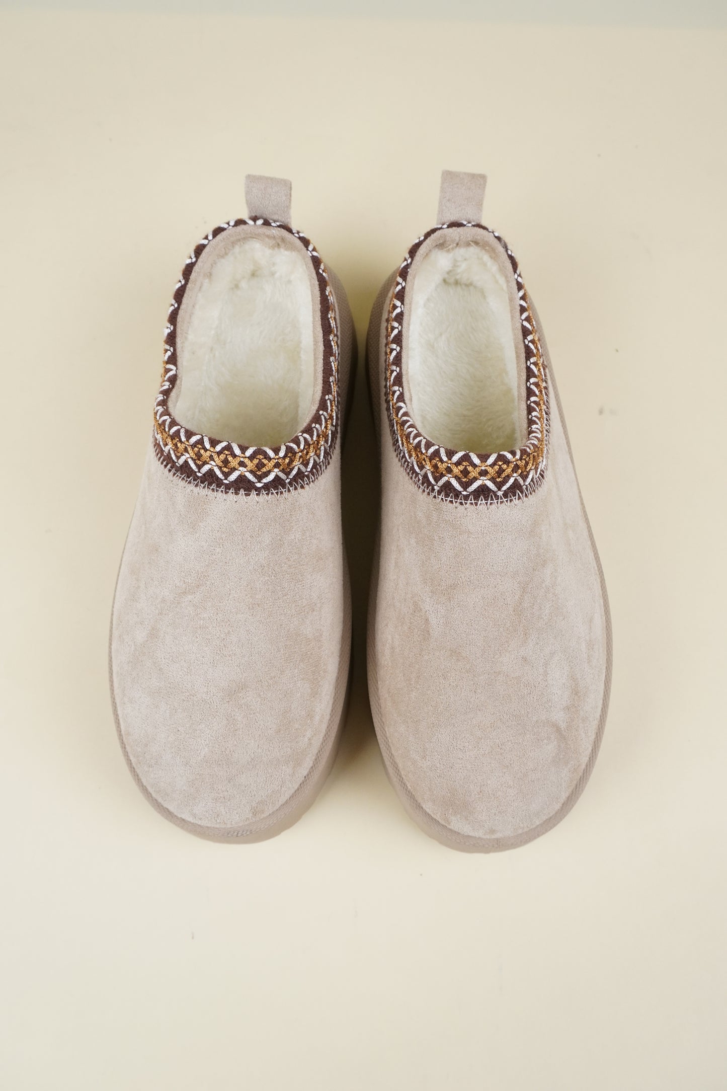 Platformed Winter Slippers - Beige