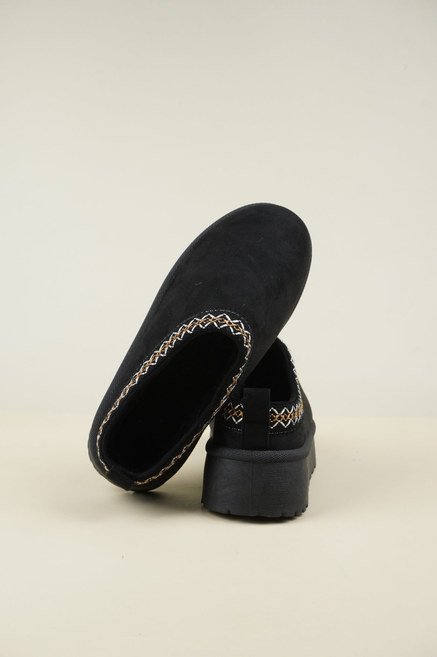 Platformed Winter Slippers - Black