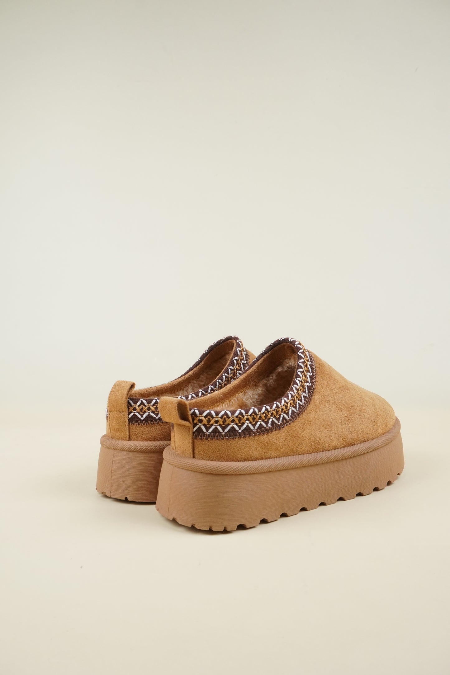 Platformed Winter Slippers - Camel