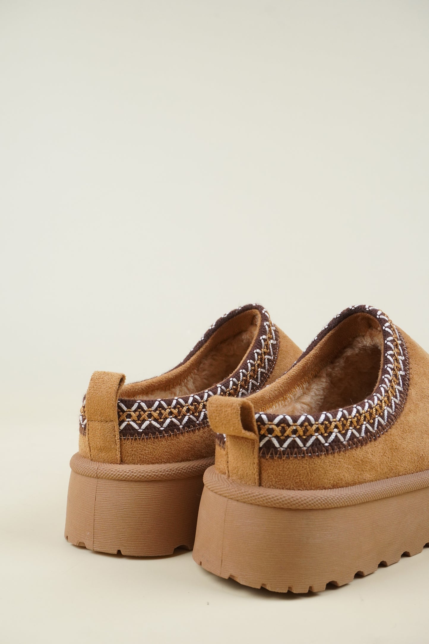 Platformed Winter Slippers - Camel