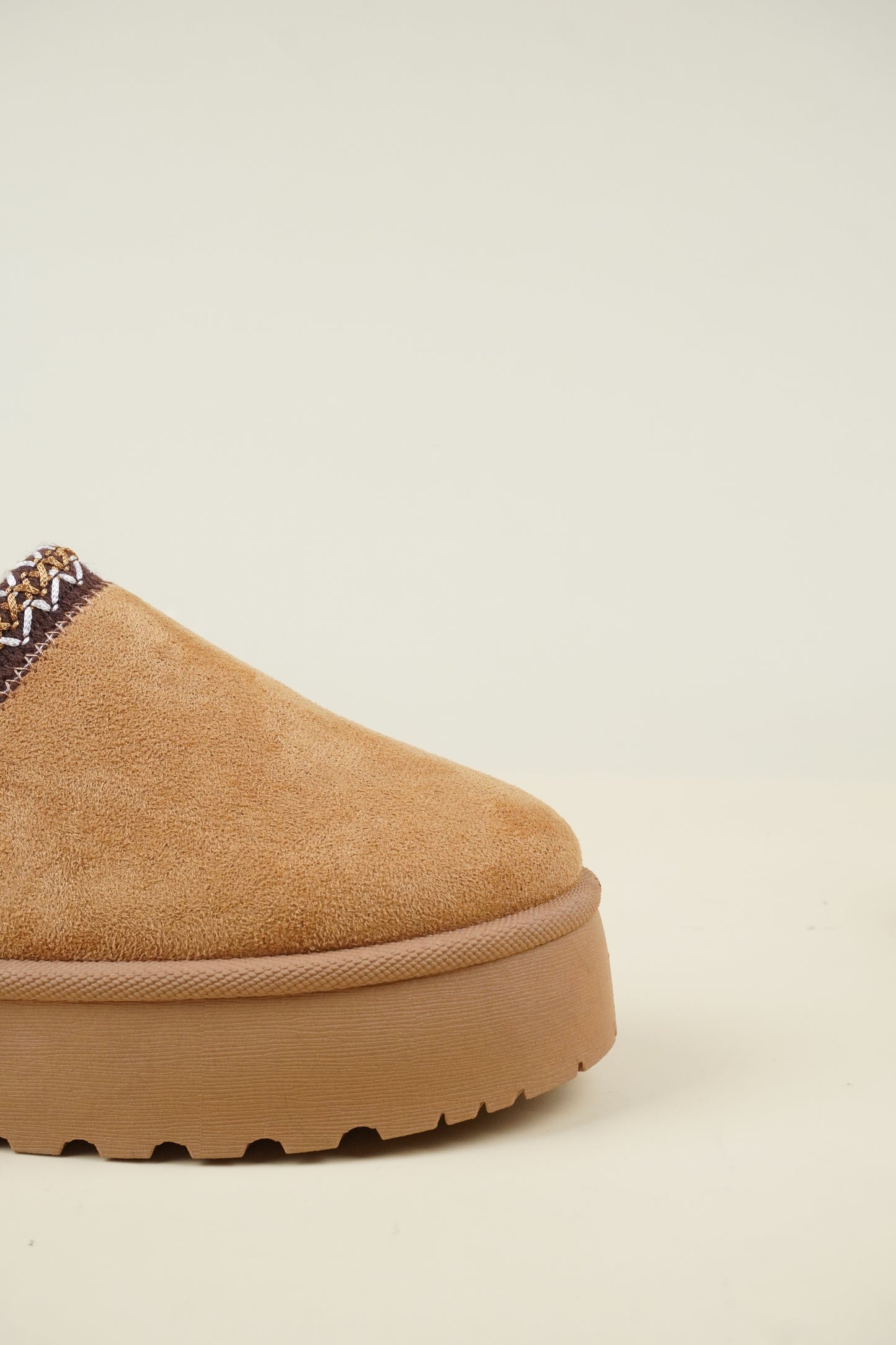 Platformed Winter Slippers - Camel