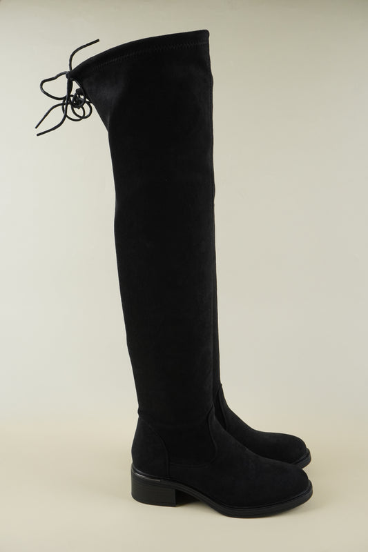 Over the Knee Boots - Black Suede