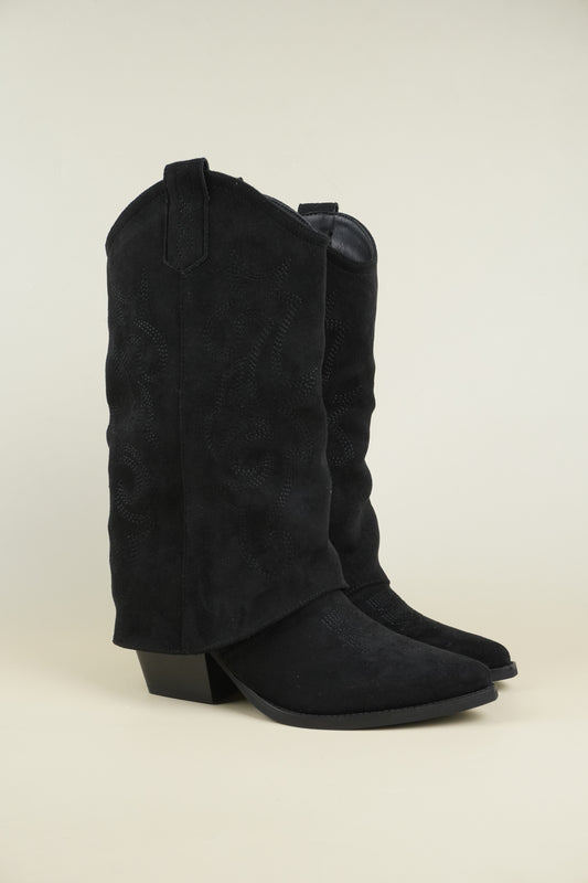 Cowboy Boots - Black Suede