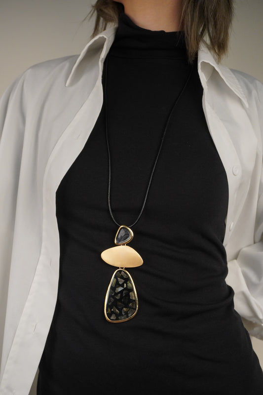 Arany Kagyló Geometrikus Hosszú Nyaklánc