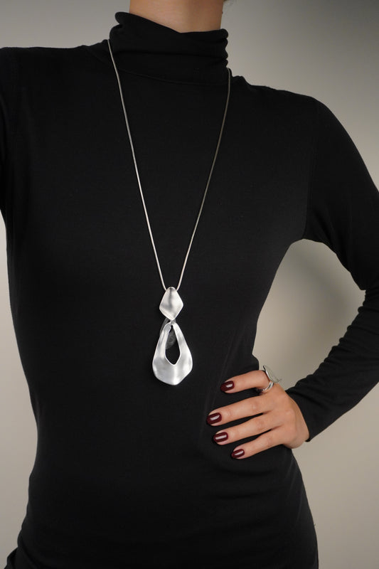 Ezüst Geometrikus Hosszú Nyaklánc