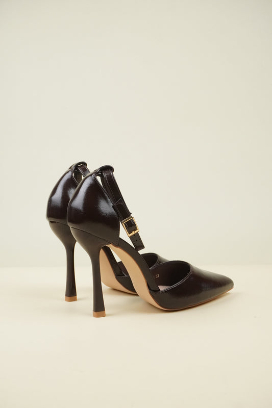 Ankle Strap High Heels - Coffee