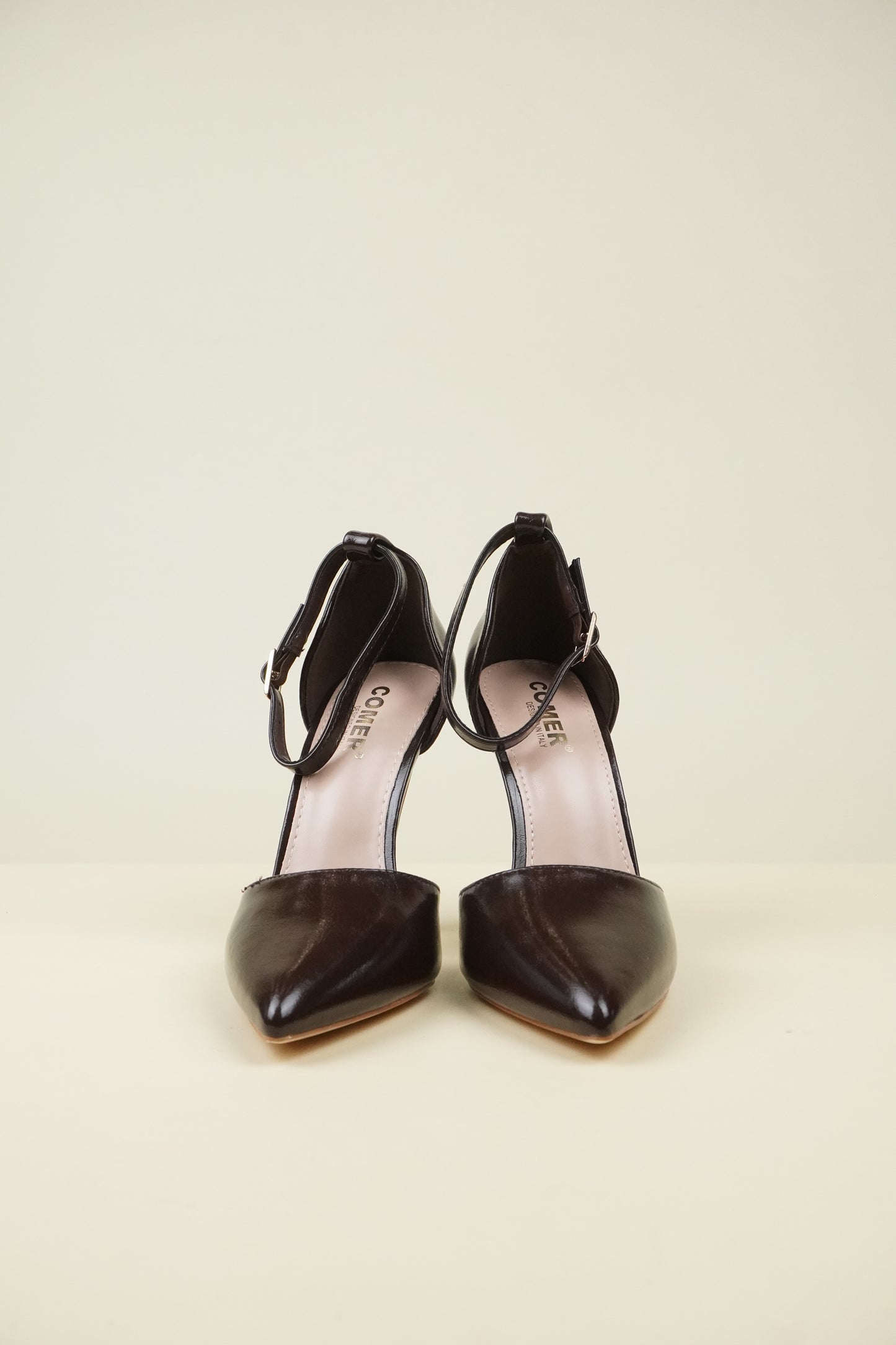 Ankle Strap High Heels - Coffee