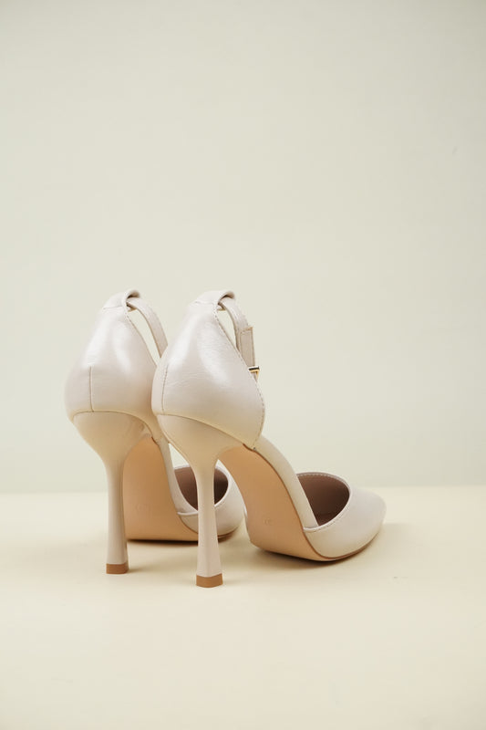 Ankle Strap High Heels - Beige