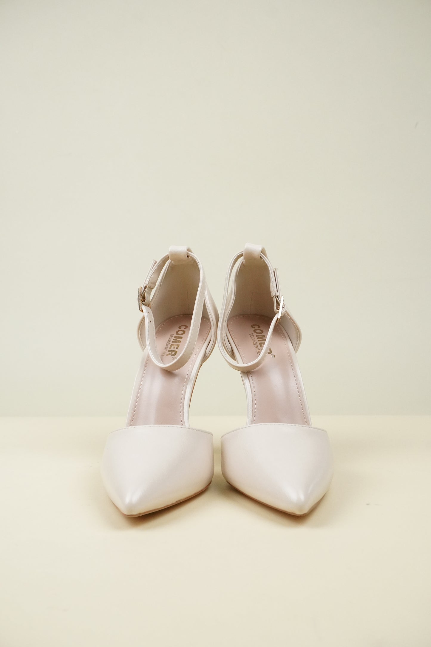 Ankle Strap High Heels - Beige