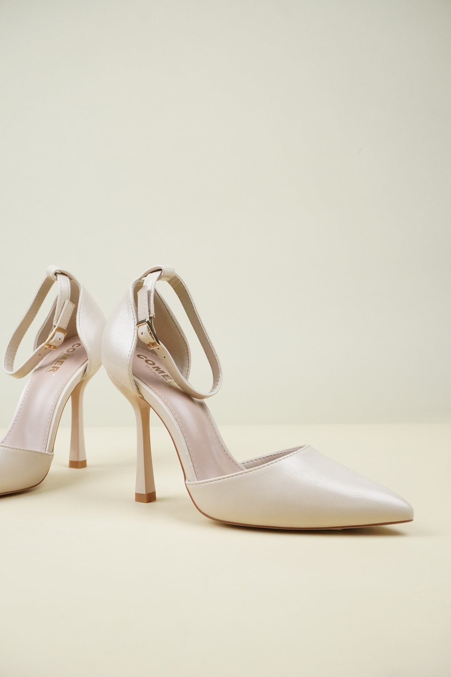 Ankle Strap High Heels - Beige