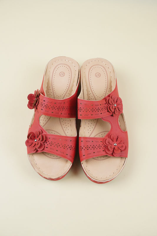 Nyitott Orrú Széles Szabású Wedge Papucs 115 - Piros