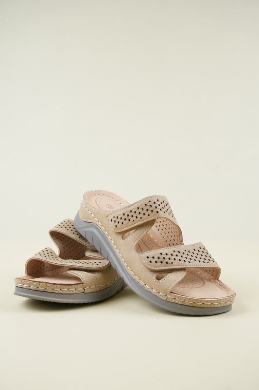Nyitott Orrú Széles Szabású Wedge Papucs 108 - Khaki